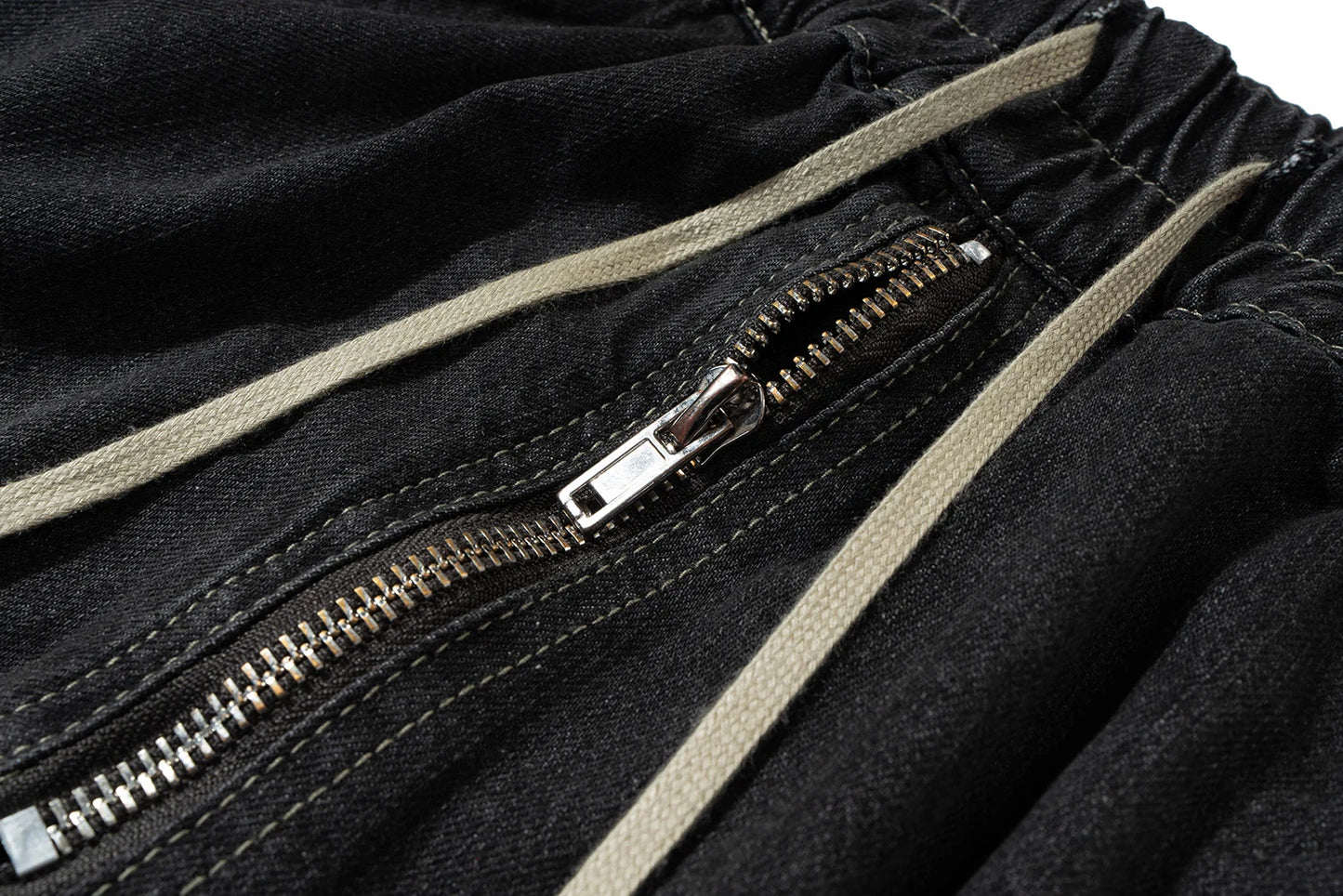 Ro Style Ribbons Streetwear Multi-pockets Cargo Short for Men Elastic Waist Wide Leg Baggy Jeans Knee Length Pants Loose Overall Street King Limited