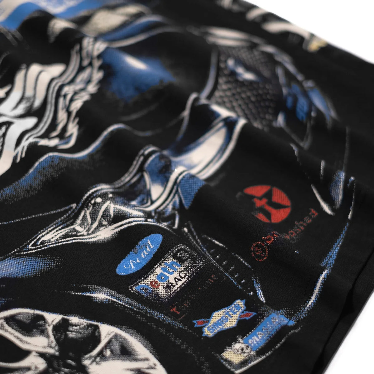 American gothic punk skull print pattern oversized T-shirt men's Y2K streetwear hip-hop loose and versatile short sleeved shirt Street King Limited