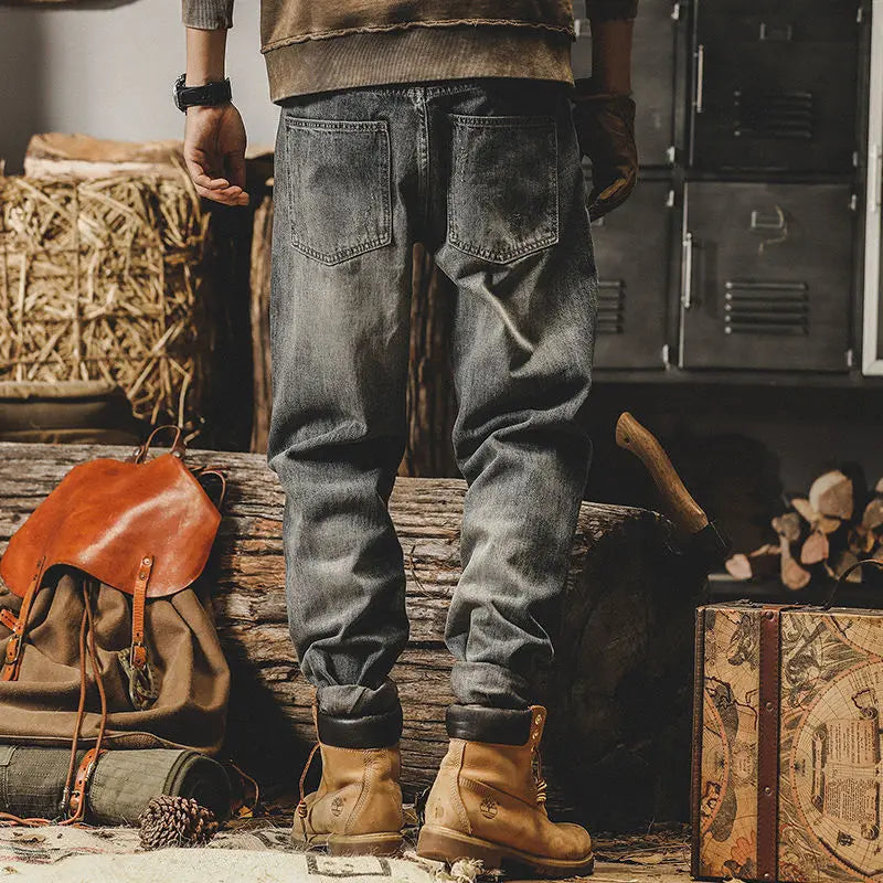 american high street personalized hip hop washed straight leg jeans for men and women loose and handsome trendy casual pants y2k vintage washed jeans