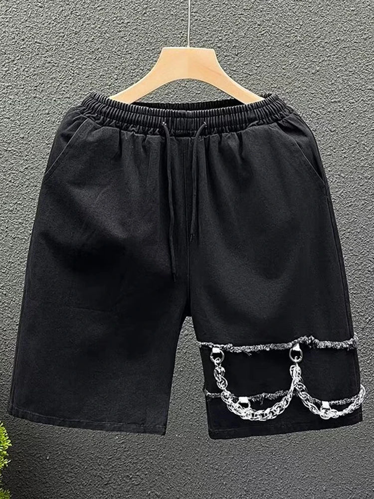 summer men suede straight shorts 2024 new y2k streetwear design drawstring bermudas hombre vintage baggy basketball shorts unique shorts style 3220
