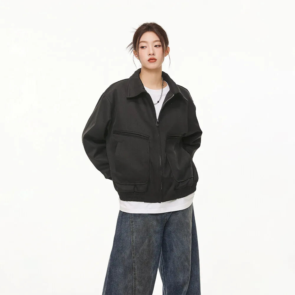 spring retro fashion bomber jacket men loose casual korean streetwear vintage short cargo jacket women autumn coat outerwear combat utility trousers