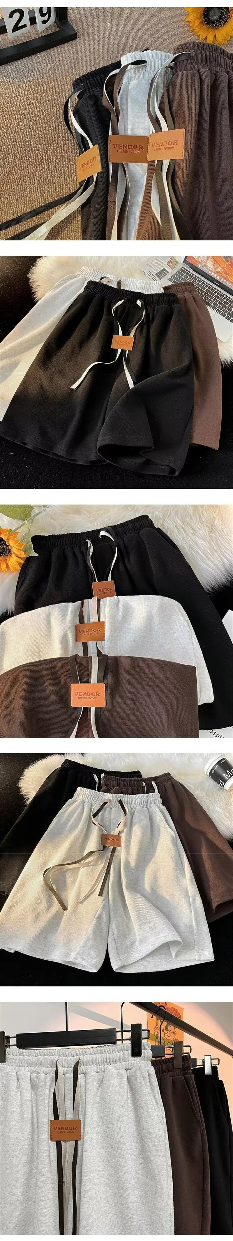 summer y2k shorts for men casual gym basketball baggy short sweatpants appliques drawstring solid color bermuda masculina unique joggers style 3778
