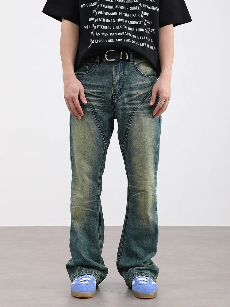 retro washed denim baggy jeans pants unisex hip hop fashion streetwear harajuku patchwork loose flare straight pants joggers men casual joggers