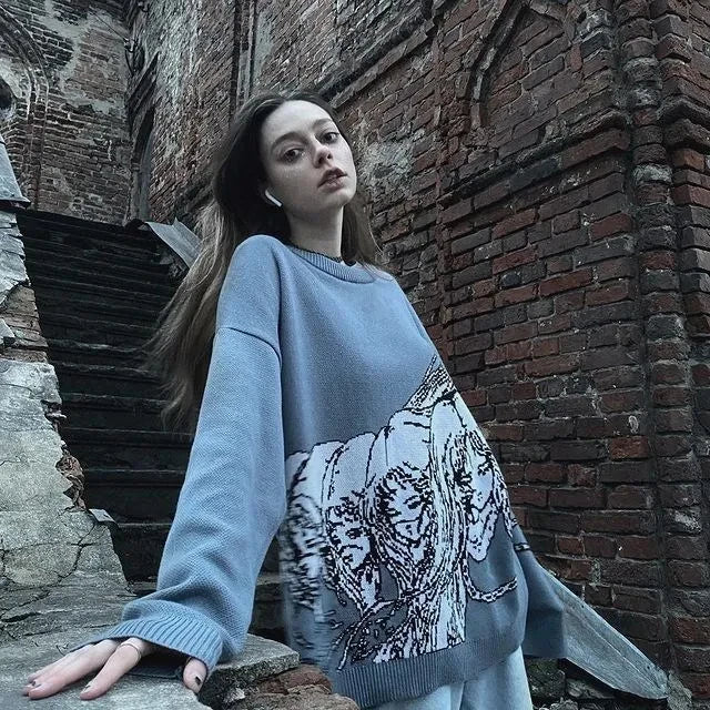 Traf-2024 women's sweater zssiibo official website autumn new y2k fashion trend couple pullover women's clothing sales Street King Limited