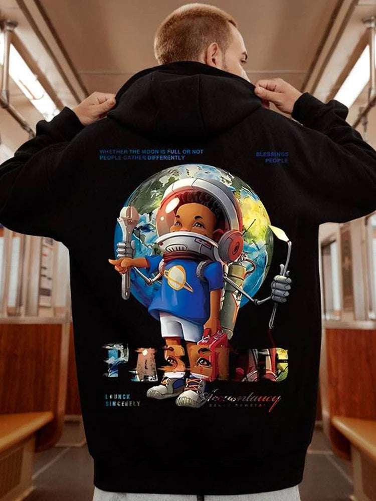 Autumn Anime Astronaut Boy Print Hoodie Sweatshirts Hombre Oversized Hip Hop Casual Fleece Hoody Y2K Vintage Streetwear Hoodies Street King Limited