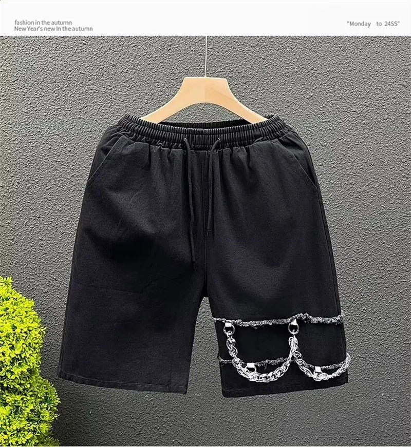 summer men suede straight shorts 2024 new y2k streetwear design drawstring bermudas hombre vintage baggy basketball shorts unique shorts style 3210