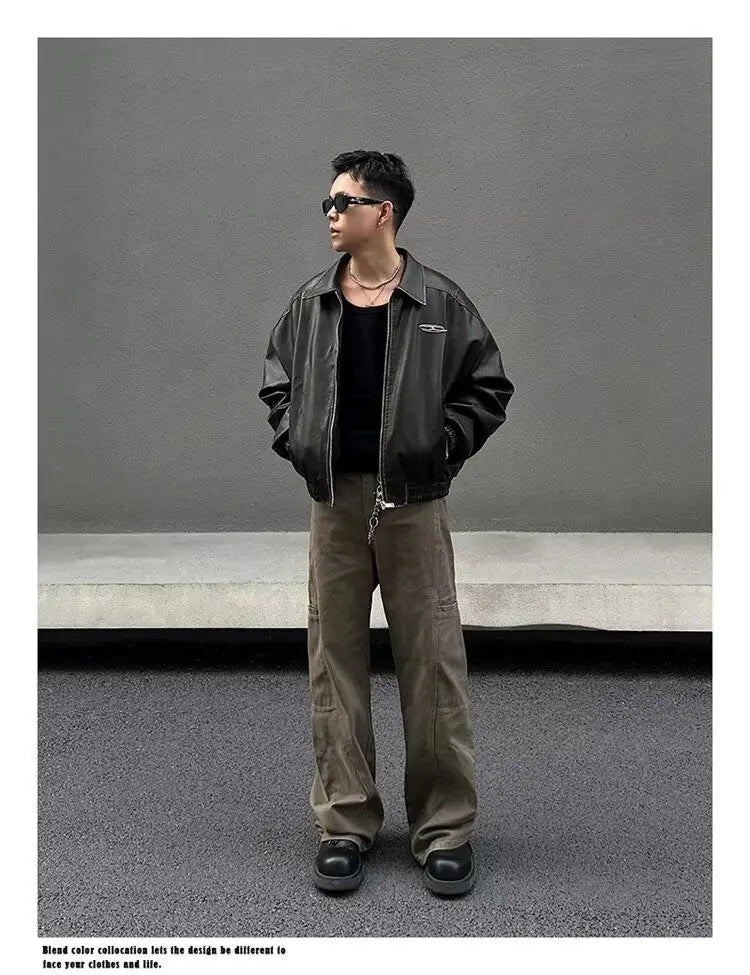 american high street retro men and women trendy straight work pants couple spring and autumn hip hop loose casual pants y2k unique default style 804