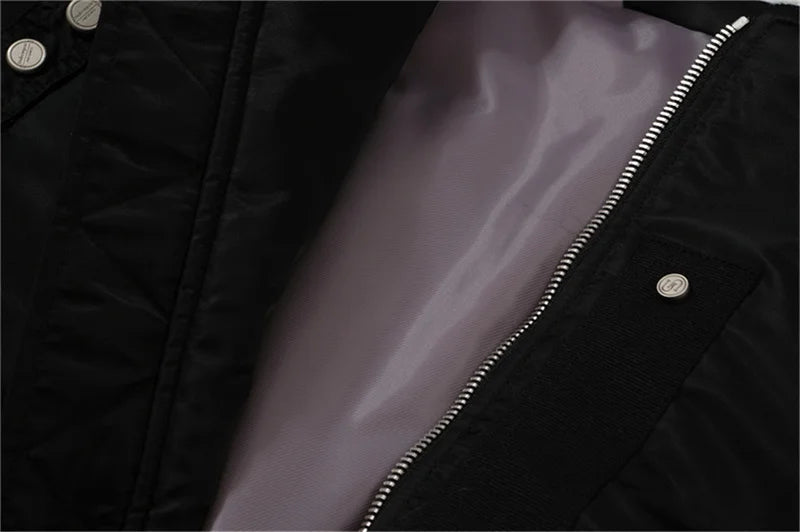 undermycar 2023 new high street fashion brand high quality multi pocket flight jacket cotton coat black unique default style 3632