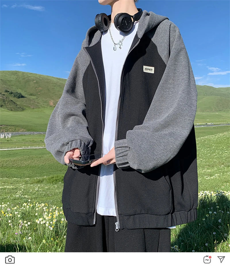 Oversized Flame Graphic Hoodie for Men