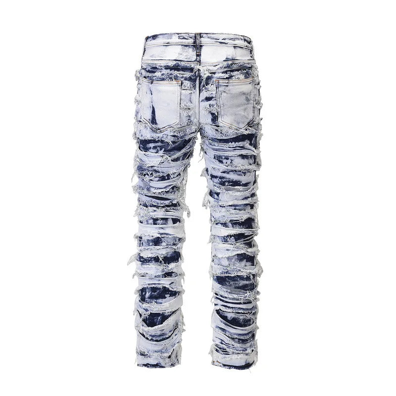 Men's Jeans Skinny Frayed Distressed Retro Ripped Biker Jeans Hip Hop Streetwear European American Slim Denim Pants for Men Street King Limited