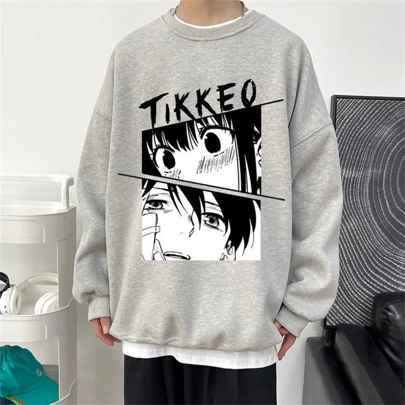 Autumn Japanese Anime Fashion Men Sweatshirt Graphic Fleece Y2K Clothes Casual Hip Hop Streetwear Crewneck Pullover Hoodies Street King Limited