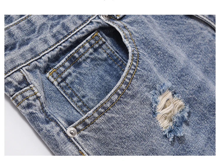 destroyed ripped jeans straight jean pants men biker jeans fashion zipper streetwear trousers hip hop pants joggers baggy jeans unique joggers style 2171