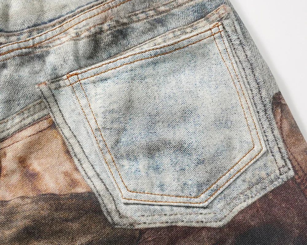 New Autumn Frayed Patchwork Baggy Jeans Pants for Men and Women Straight Ripped Casual Denim Trousers Oversized Loose Cargos Street King Limited