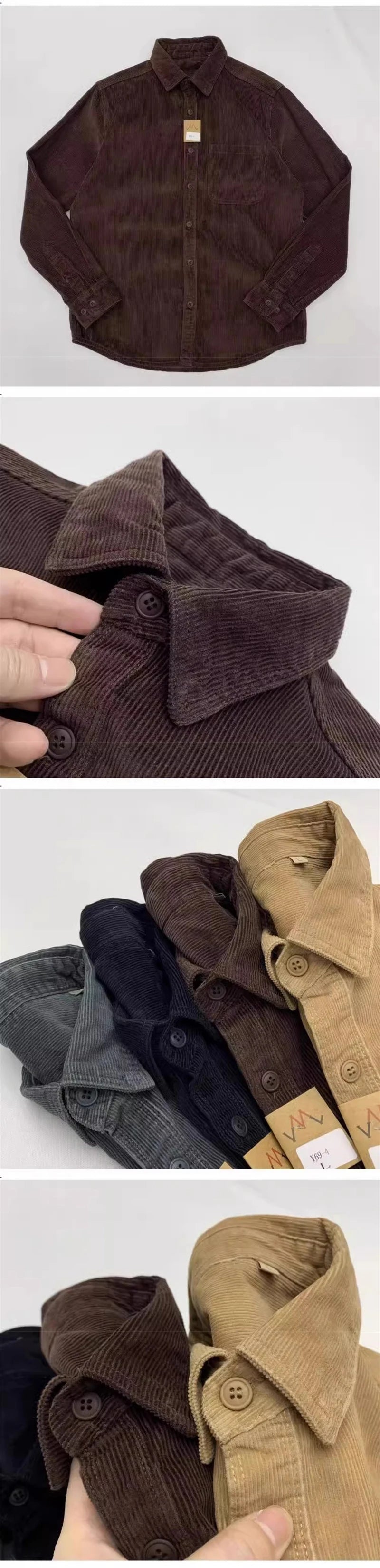 Streetwear Autumn American Casual Corduroy Long Sleeve Shirt For Men Retro Loose Autumn American Casual Corduroy Long Sleeve Shirt For Men Retro Loose Lapel Cargo Shirts 2025 New Korean Fashion Y2K Camisas Fashion Sweater Jacket With Graphic Design For Men