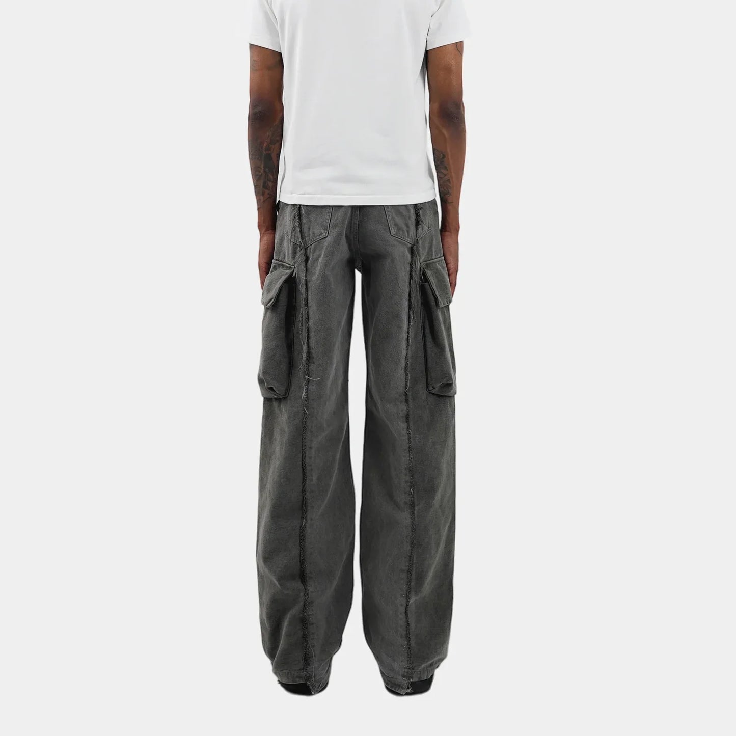 y2k streetwear tassel multi pocket jeans for men straight solid baggy cargo pants pantalones hombre casual denim trousers 1 unique cargo style 610