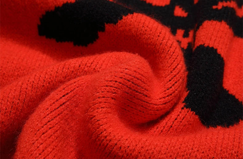 Hip Hop Knitted Sweater Mens Autumn Winter O-neck Skulls Pullover Streetwear Casual Warm Loose Sweaters Unisex Jumpers Knitwear Street King Limited