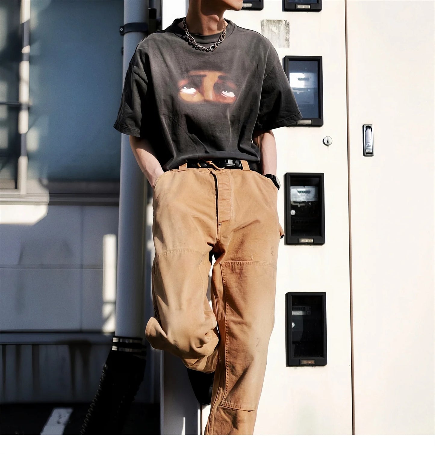 Summer Retro VINTAGE Eye Pattern Printed High-Street Wear Casual Loose Quality T-Shirt Tops For Men Street King Limited