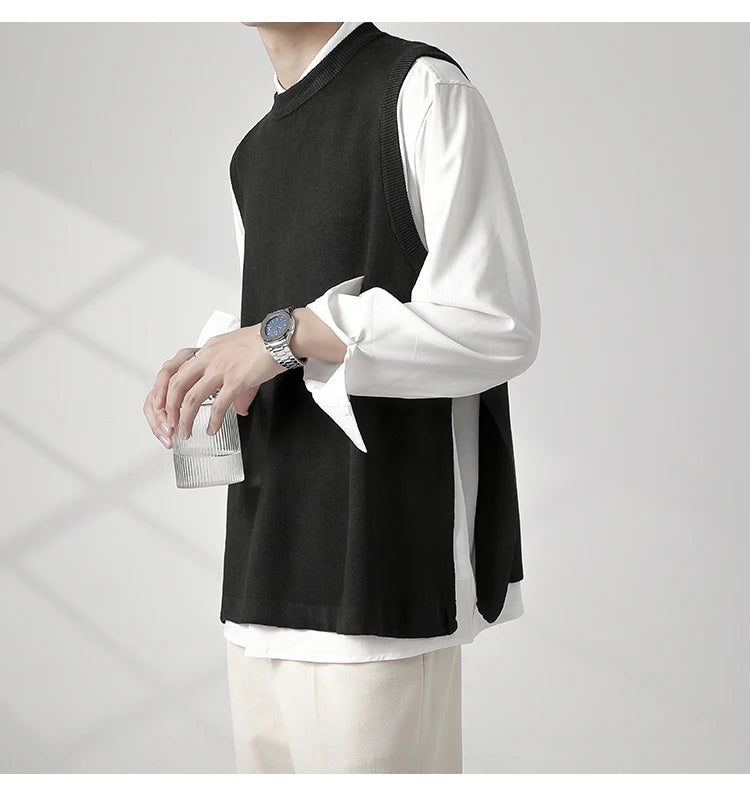 Slim Fit Sweater Vest Men Warm Fashion Casual Knitted Pullover Men Korean Loose Sleeveless Sweater Mens Jumper Clothes M-3XL Street King Limited