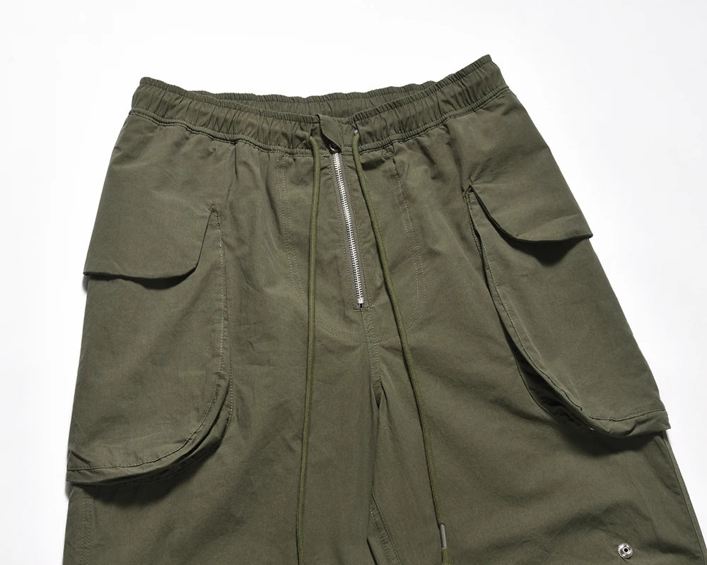 y2k high street multi pockets pleated drawstring cargo pants for men straight pantalones hombre baggy trousers oversized unique cargo style 771