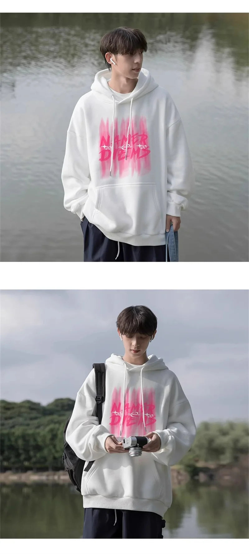2024 New Graffiti Letter Print Hooded Fleece Sweatshirt For Men Loose Fit Hip Hop Fashion Pullover Hoodies Y2K Streetwear Hoodie Street King Limited