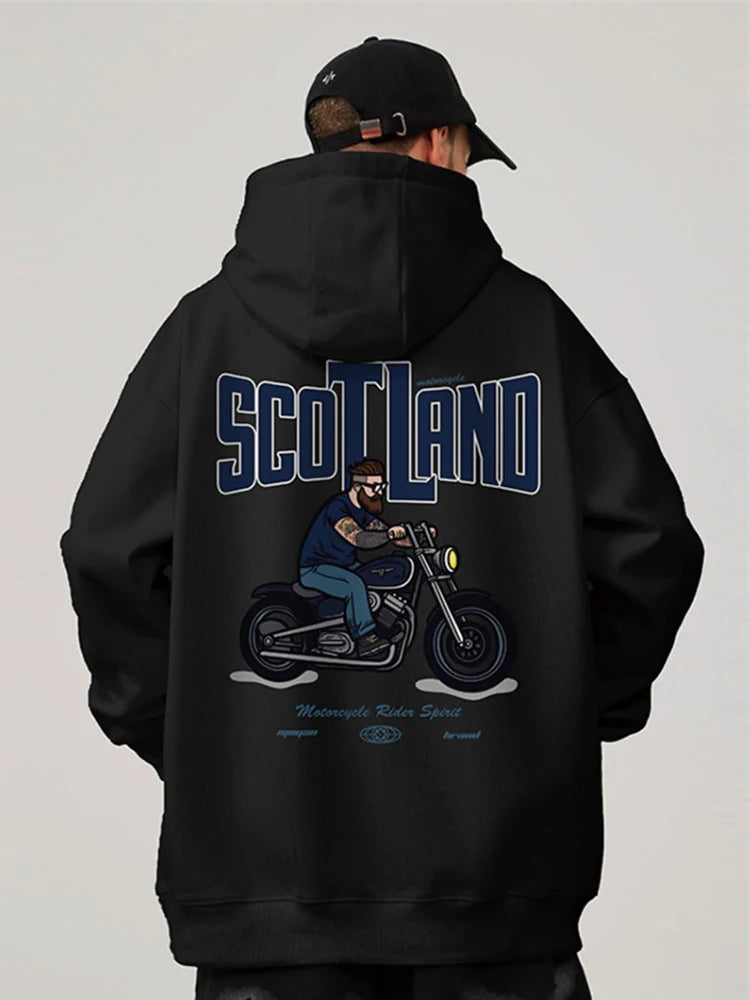 Autumn Motorcycle Men's Printed Hoodies Hip Hop Fashion Streetwear Baggy Sweatshirts Hombre Vintage Pullover Fleece Y2K Hoodie Street King Limited