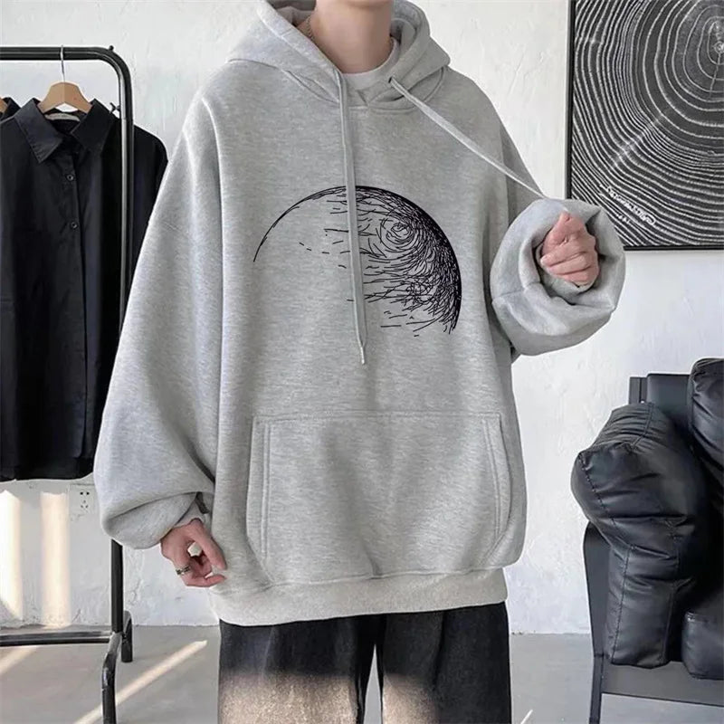 Goth Fashion Graphic Printed Hoodies Men's Autumn Hip Hop Fashion Oversized Hooded Sweatshirts New Y2K Streetwear Clothes Street King Limited