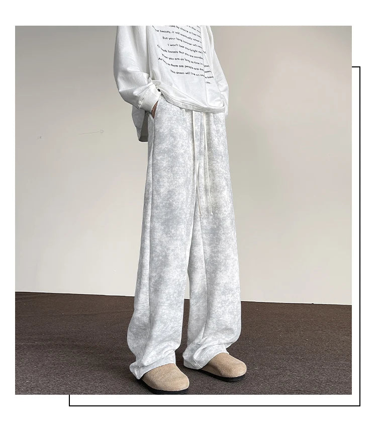 harajuku streetwear tie dye casual pants men women wide leg straight mopping trousers oversize korean fashion drawstring pants unique default style 1312
