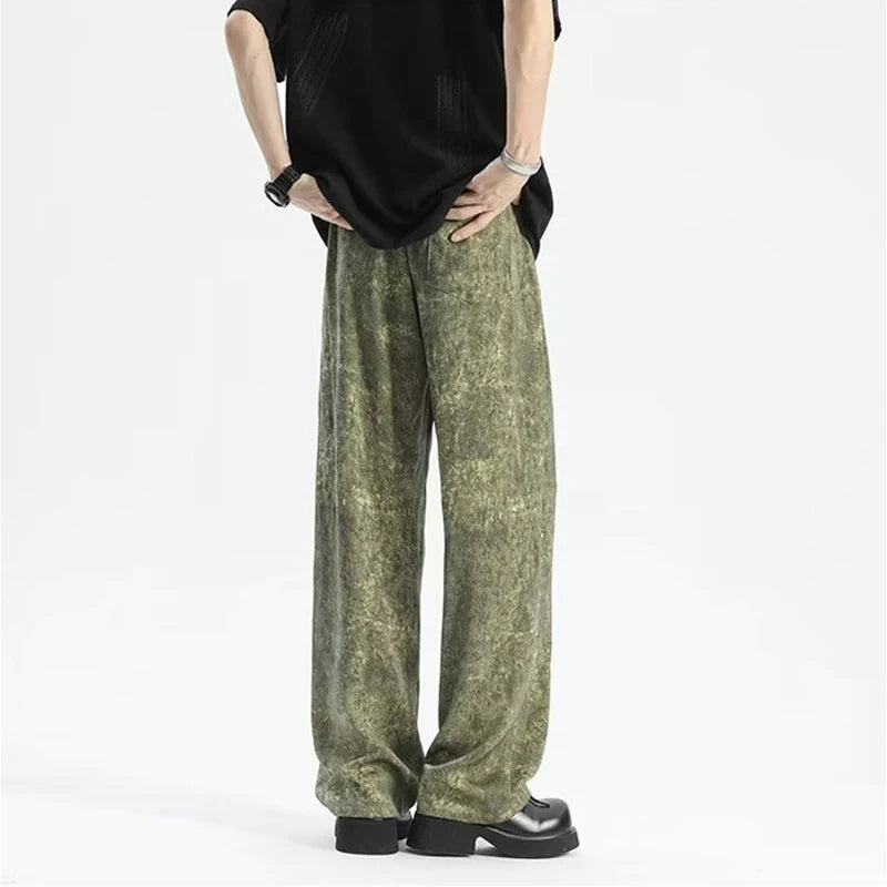 2024 goth tie dye corduroy pants mens autumn baggy wide leg straight casual trousers women drawstring hip hop y2k sweatpants sporty tapered joggers