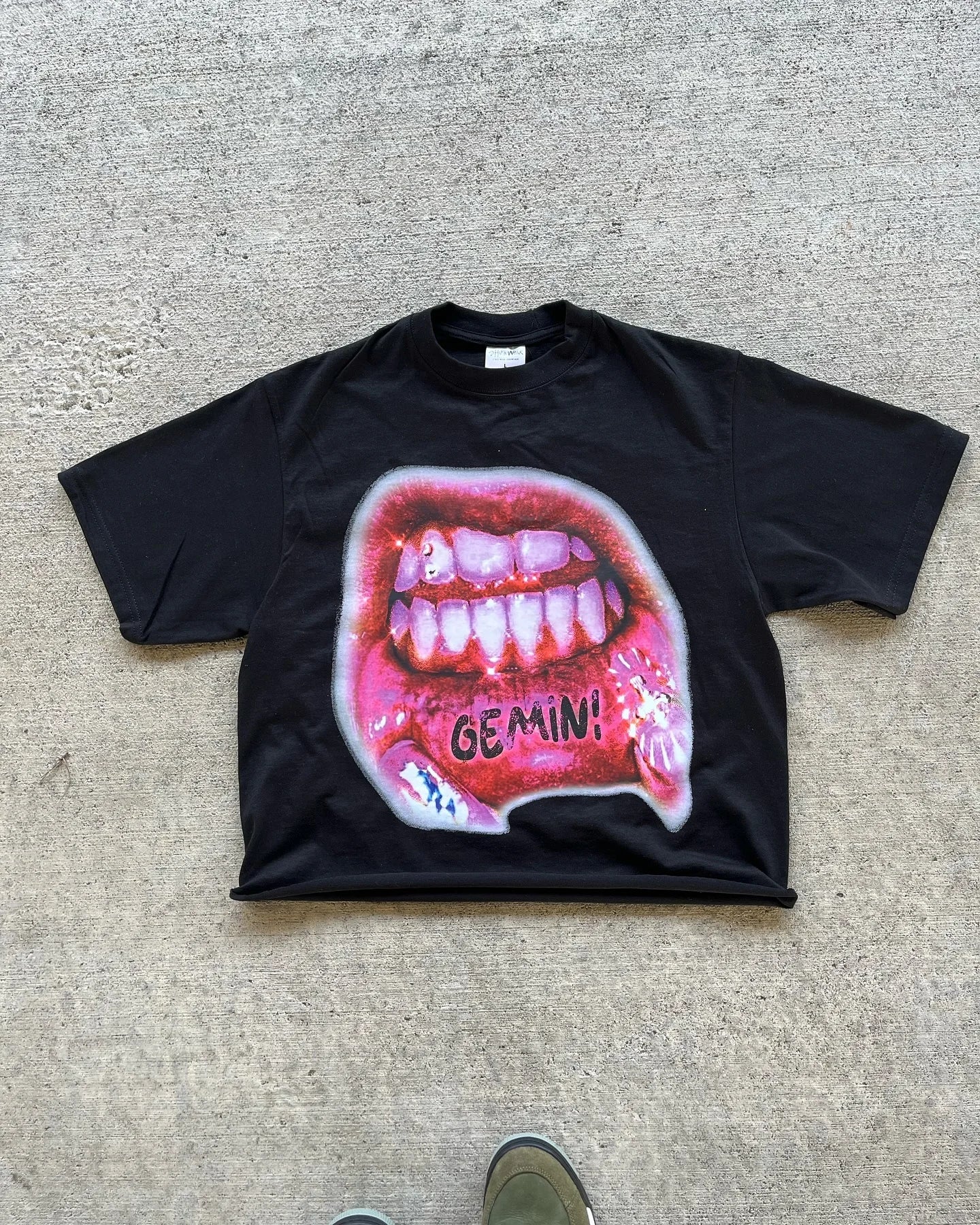 Trendy Gothic Big Mouth Graphic Printed Oversized T-shirt Women's 2024 New Summer Round Neck Loose Harajuku All-match Shirt Top Street King Limited