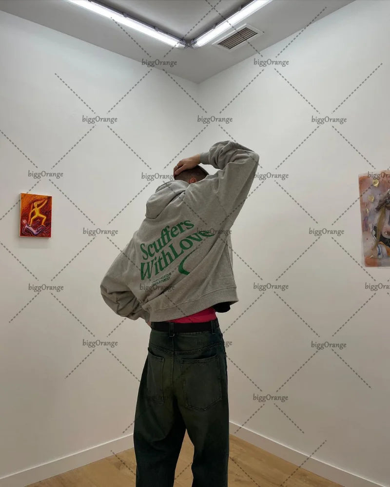 Fashion kawaii clothing letters oversized pullover sweater women's Y2K street hip-hop Harajuku loose all-match sweater men's Street King Limited