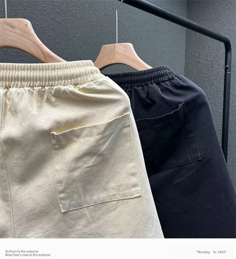 summer men suede straight shorts 2024 new y2k streetwear design drawstring bermudas hombre vintage baggy basketball shorts unique shorts style 3216
