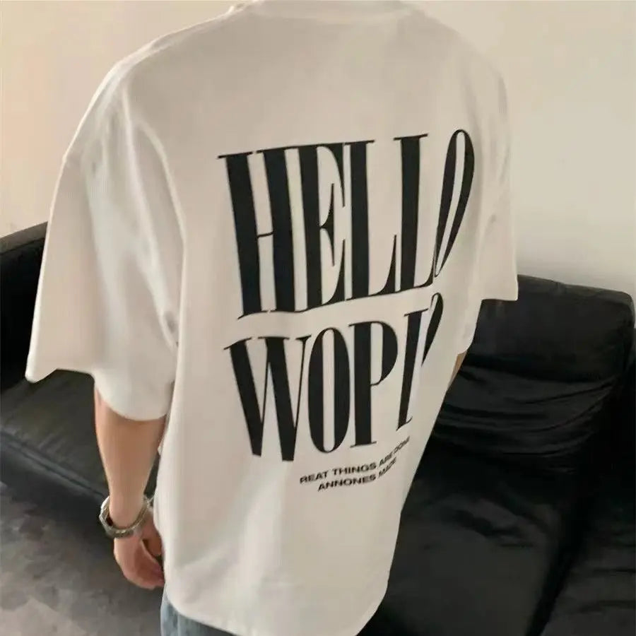 Summer Korean Style Simple Printed T-shirt Fashionable American Retro Y2K Loose Large Letter Ins Half-sleeved Sports Top Street King Limited