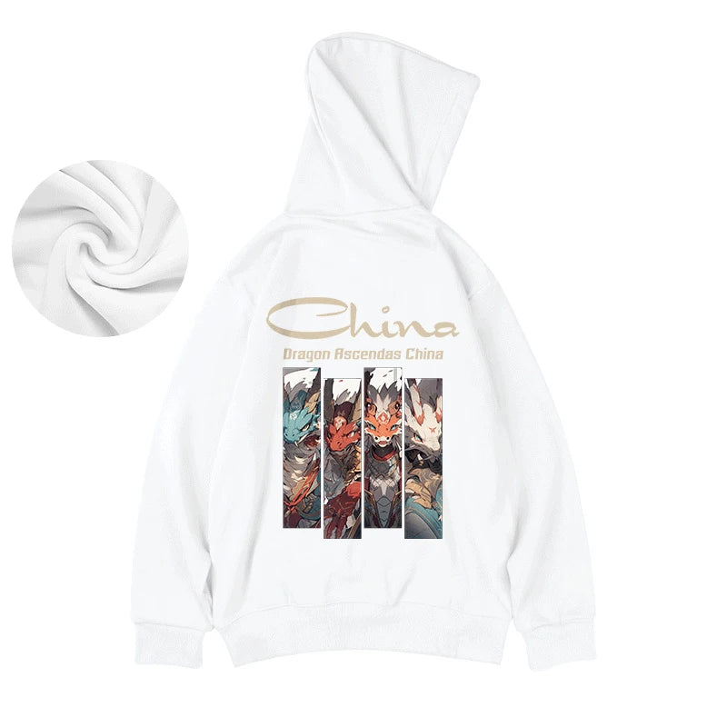 Dragon Ascendas China Graphic Sweatshirts Hombre Hip Hop Fashion Hoodies Oversize Y2K Streetwear Fleece Hoody Printed Clothes Street King Limited