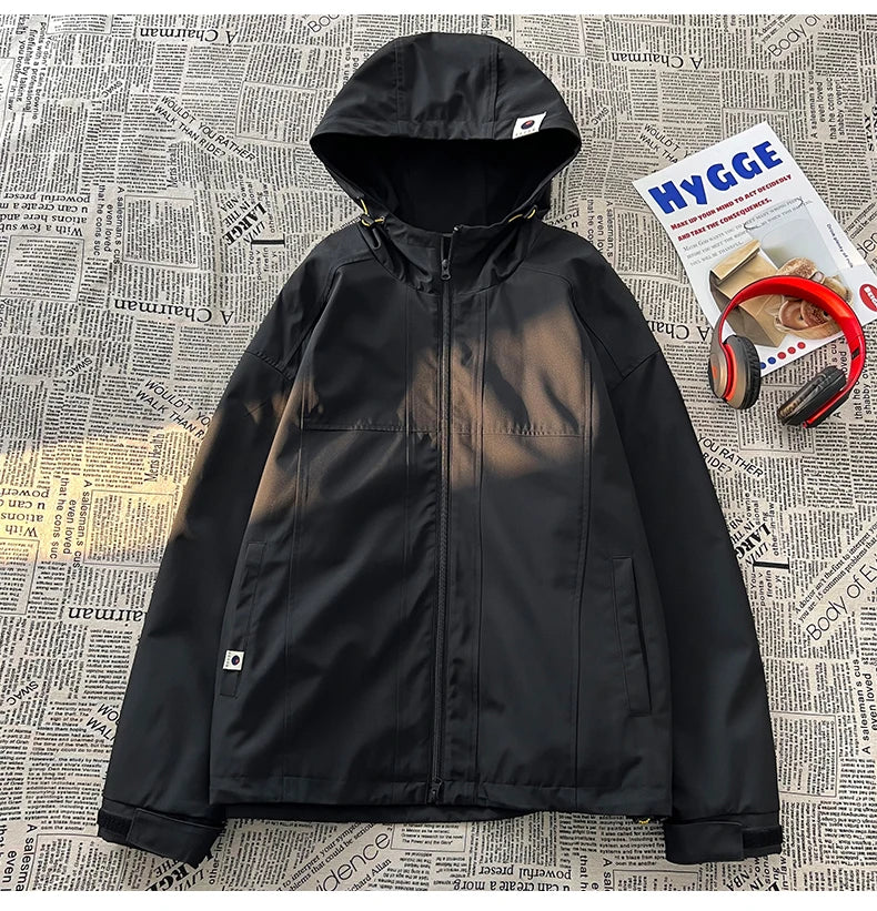 autumn spring casual mens outdoor jacket basic solid colour hooded windbreaker unisex coats waterproof male jackets unique default style 5136