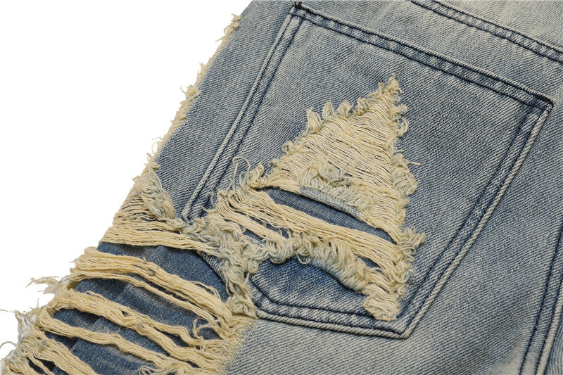 fashion ripped denim jeans mens destoryed holes zipper straight trousers jeans hip hop streetwear new casual joggers jeans pants unique joggers style 2098