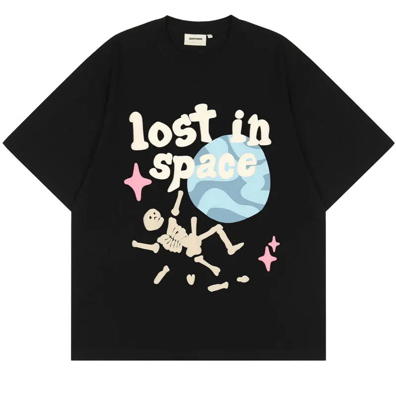 Punk Tshirt Streetwear Hip Hop Skull Skeleton Letter Planet Print Gothic Rock T-Shirts Harajuku Casual Cotton Short Sleeve Tops Street King Limited