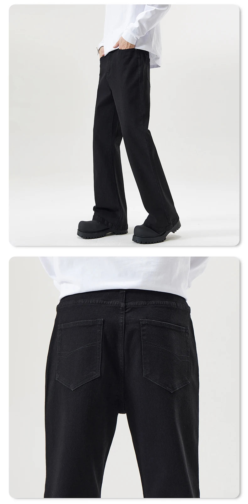 men black elastic denim micro flared jeans pants streetwear fashion cleanfit hip hop punk slim fit jeans y2k pants trouser unique jeans style 1699