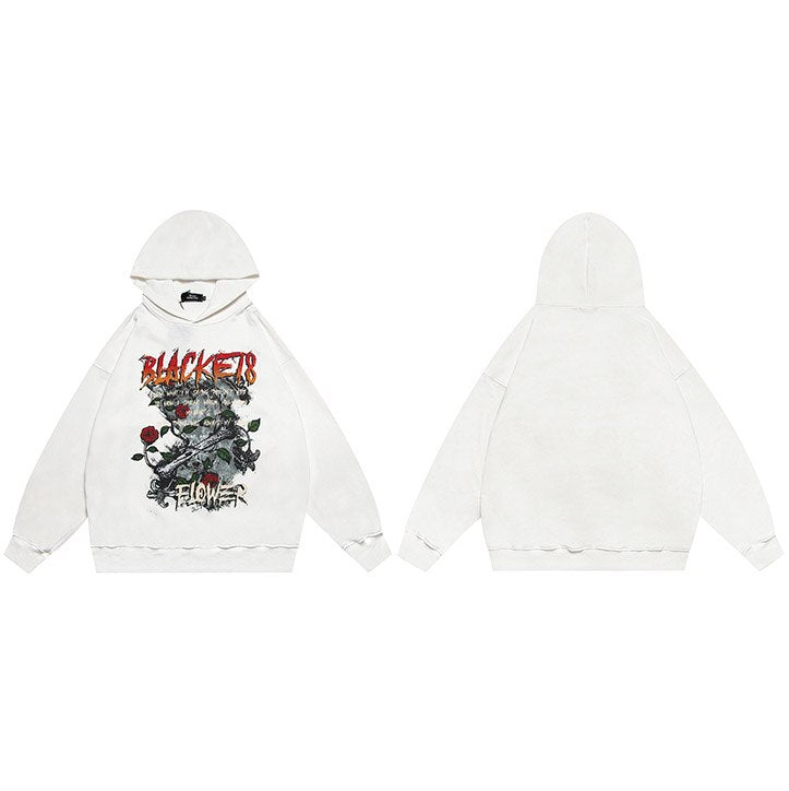 "Black Rose" Unisex Men Women Streetwear Graphic Hoodie Daulet Apparel