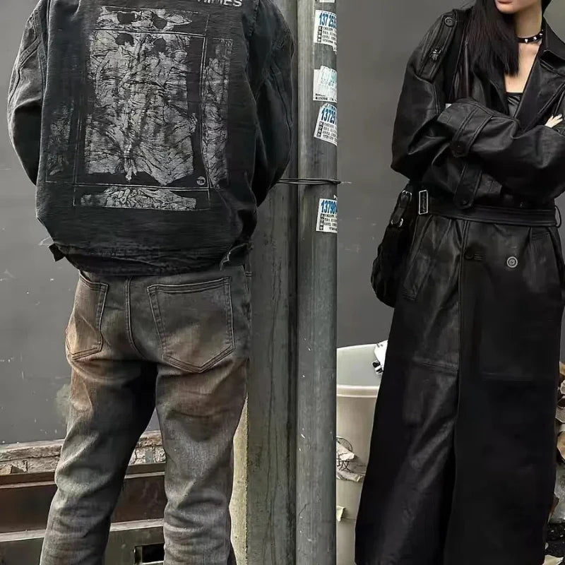 Y2k High Street ERD Washed Destroy Jacket Coats Distressed Cargo Jackets Graphic Men's Clothes Loose Coat for Men Street King Limited
