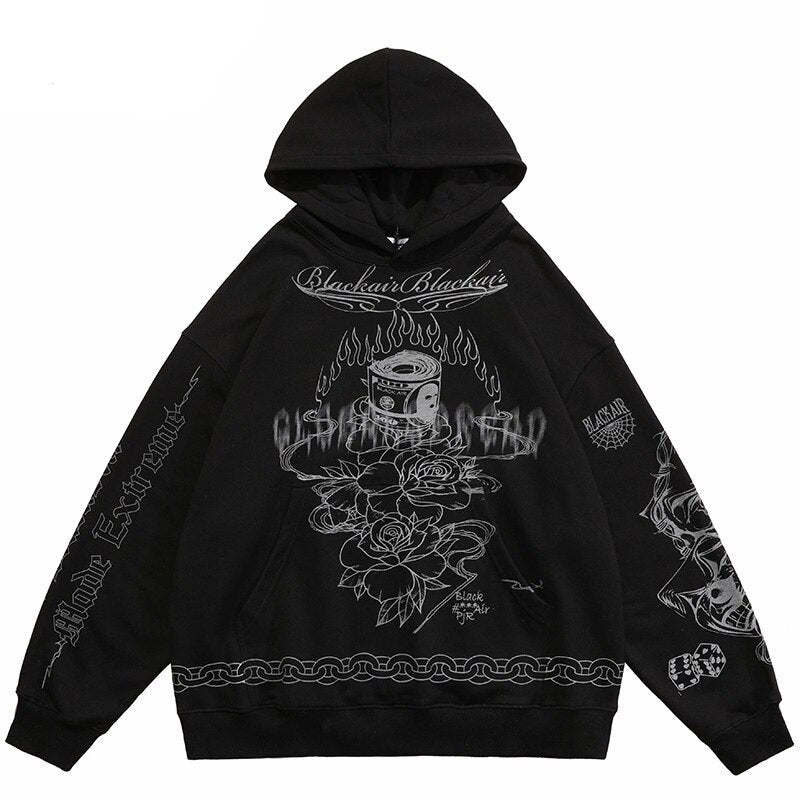 "Chain On Fire" Unisex Men Women Streetwear Graphic Hoodie Daulet Apparel