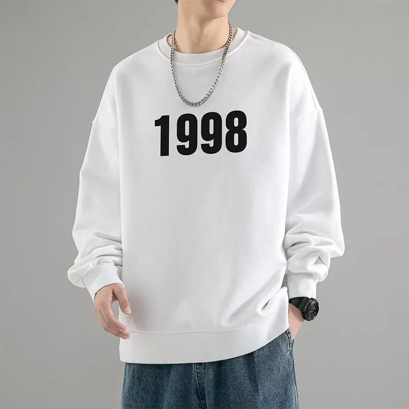 Trendy Korean Personality Simple Retro Sweatshirt for Boys 2024 New Spring and Autumn Ins American Sports Personality Youth Tops Street King Limited