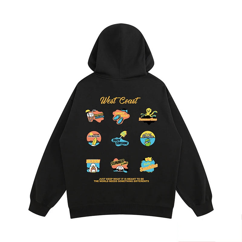 West Coast Graffiti Graphic Hoodie Sweatshirts Men Autumn Pullovers Hoodies Casual Male Y2K Streetwear Top Hip Hop Tracksuit Street King Limited