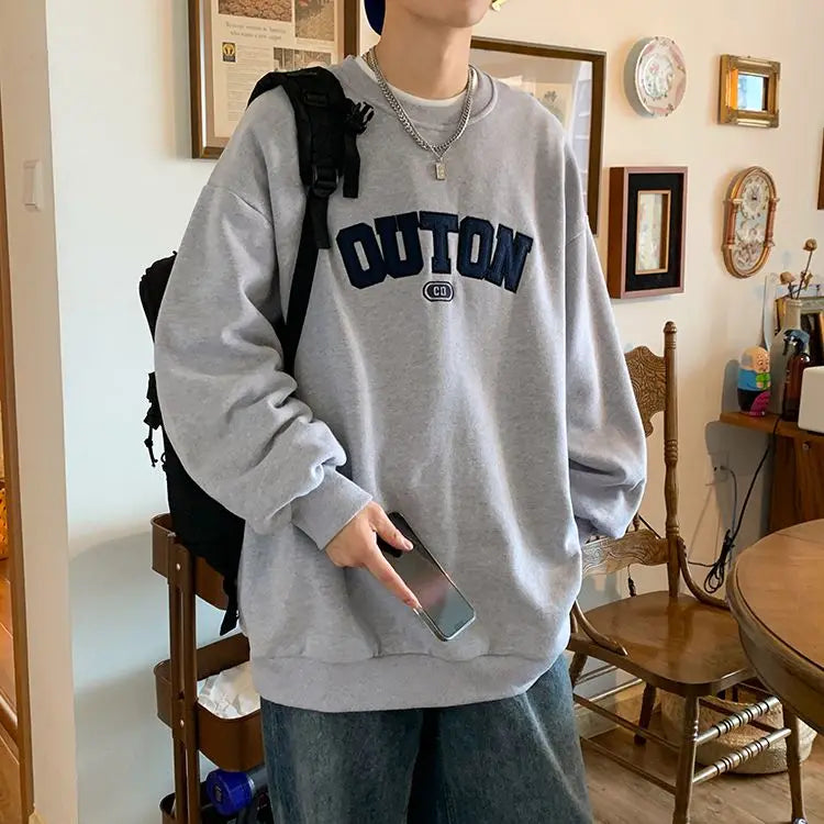 Trendy and Personalized Korean Round Neck Sweatshirt Men Spring Autumn New Y2K Thickened Trendy Brand Long-sleeved Top Jacket Street King Limited