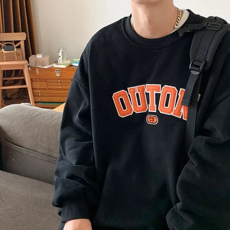 Trendy and Personalized Korean Round Neck Sweatshirt Men Spring Autumn New Y2K Thickened Trendy Brand Long-sleeved Top Jacket Street King Limited