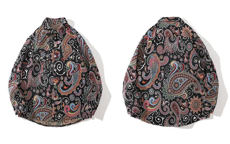 Streetwear Gonthwid Harajuku Streetwear Shirts Coats Graffiti Bandana Paisley Pat Gonthwid Harajuku Streetwear Shirts Coats Graffiti Bandana Paisley Pattern Pockets Shirt Hip Hop Fashion Long Sleeve Button Tops Fashion Sweater Jacket With Graphic Design For Men