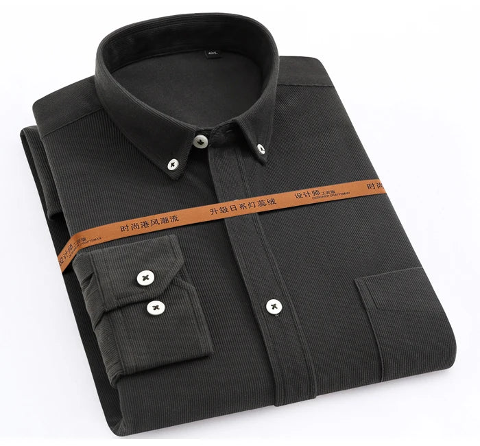 Streetwear Japan Style Mens Fashion Long Sleeve Corduroy Shirt Single Patch Pocke Japan Style Mens Fashion Long Sleeve Corduroy Shirt Single Patch Pocket Comfortable Work Casual Standard Fit Button Down Shirts Fashion Sweater Jacket With Graphic Design For Men
