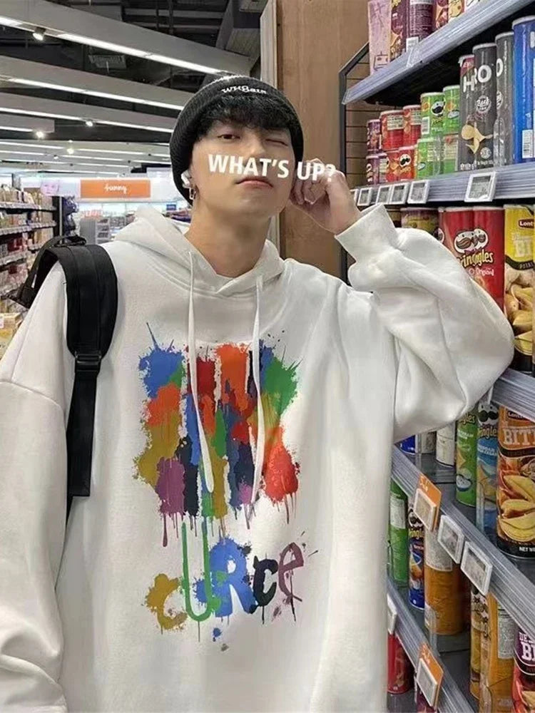 Autumn Graffiti Letter Hooded Sweatshirts Men's Design Graphic Printed Hoodies New Hip Hop Fashion Hoody Y2K Streetwear Clothes Street King Limited