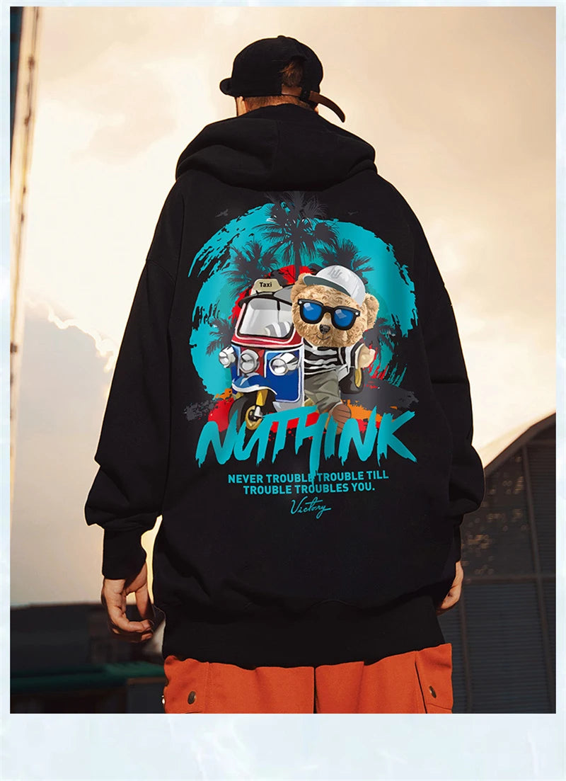 Funny Vacation Bear Graphic Printed Hoodies For Men Streetwear Hip Hop Clothing Fleece Hooded Sweatshirts Y2K Pullover Hoody Street King Limited