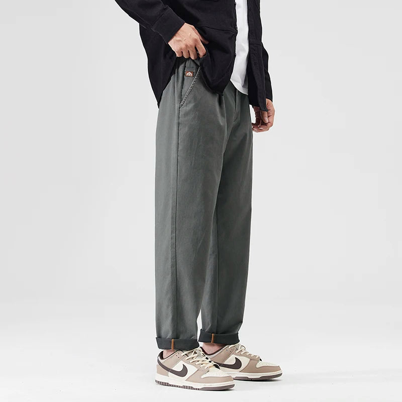 japanese casual pants mens spring autumn loose fashion solid color simple elastic waist sports pants man harem trousers minimalist street pants