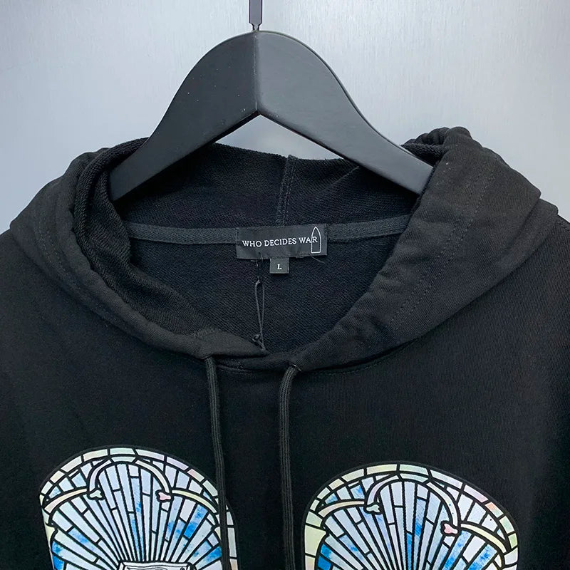 New WHO DECIDES WAR Hoodies Men Woman Deep Blue Oversized Vintage Eagle Printing Trend Hip Hop Hooded Hoodies Street King Limited
